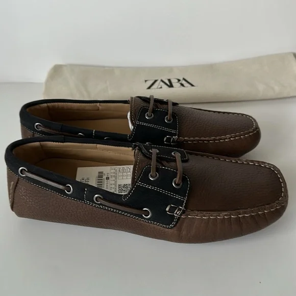 Zara Men's Brown and Black Loafers